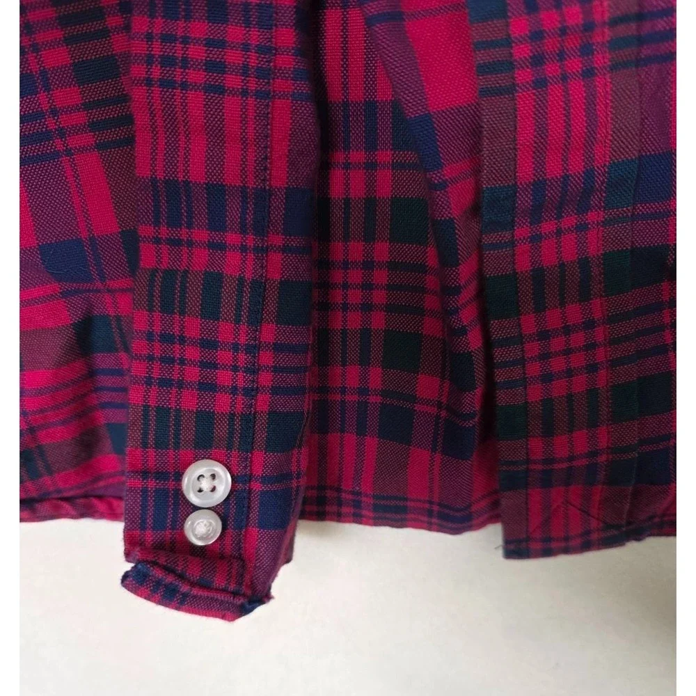 Ralph Lauren Boys Long Sleeve‎ Button Down Shirt Red Plaid Size M 10-12